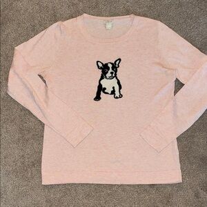J. Crew Factory Pink Sweater with Dog Design